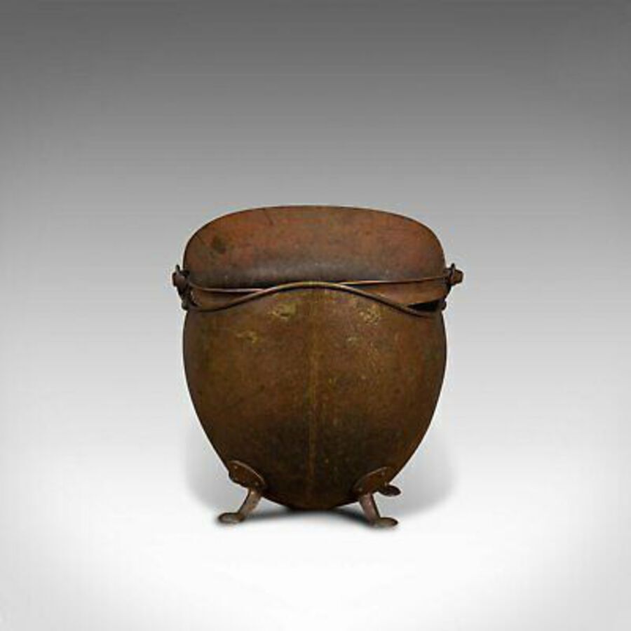 Antique Antique Helmet Scuttle, English, Copper, Coal Basket, Fireplace, Victorian, 1880