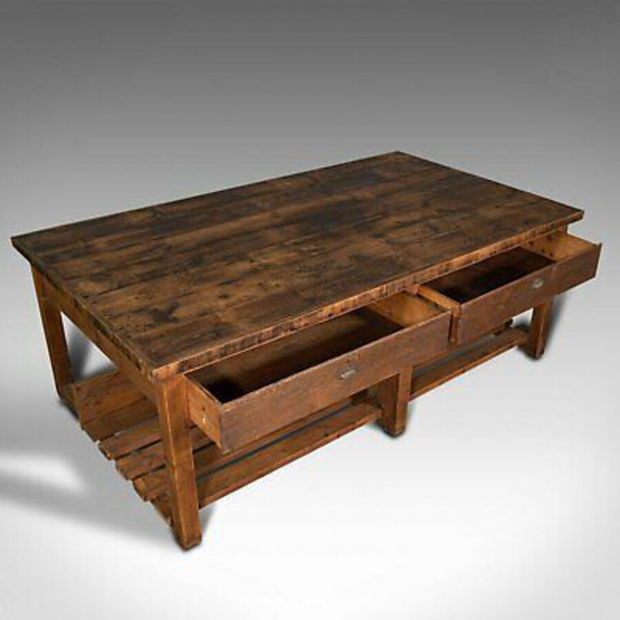 Antique Large Antique Craftsman's Table, Pine, Kitchen Island, Retail, Bench, Victorian