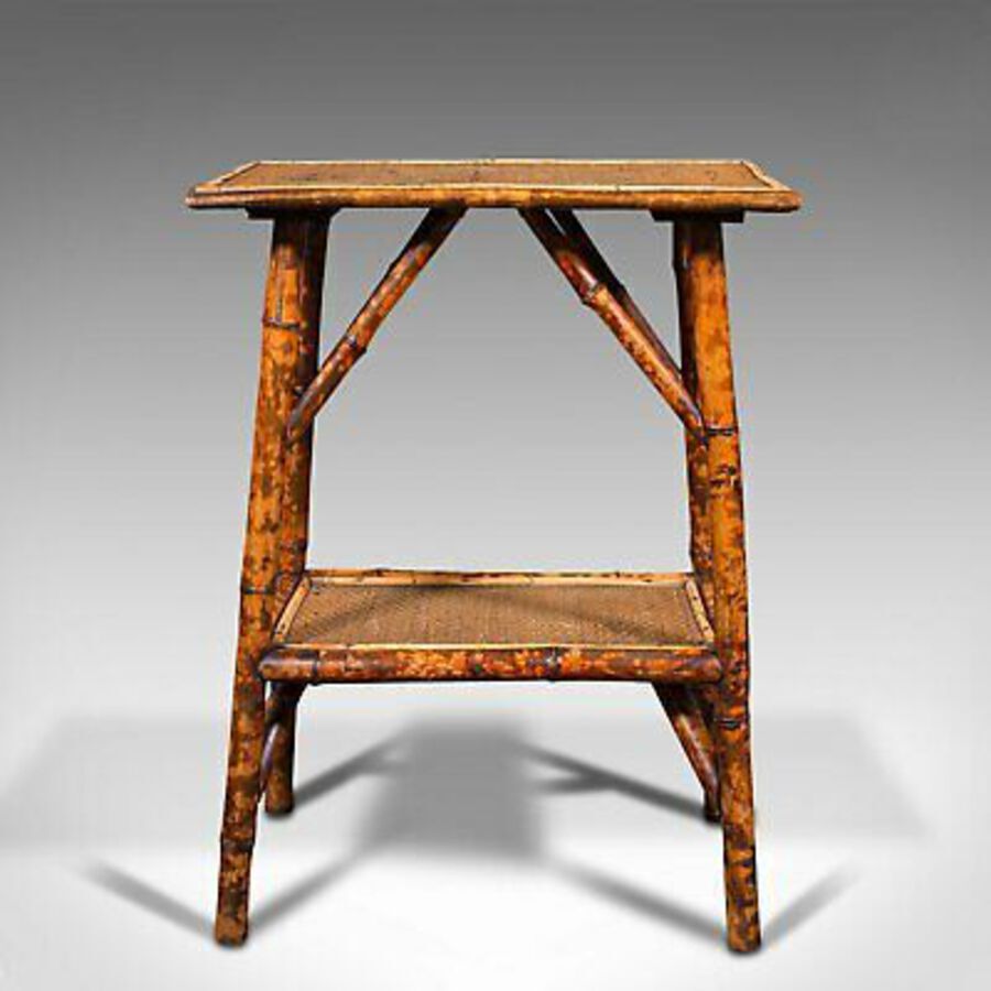 Antique Antique Two Tier Table, Oriental, Bamboo, Whatnot, Side, Lamp, Occasional, 1880