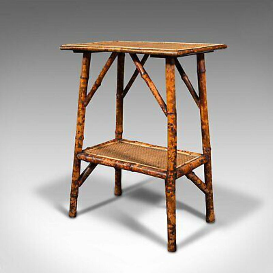 Antique Antique Two Tier Table, Oriental, Bamboo, Whatnot, Side, Lamp, Occasional, 1880