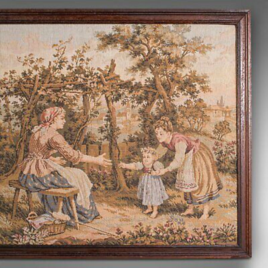 Antique Antique 5' Panoramic Tapestry, French, Needlepoint, Display Panel, Edwardian