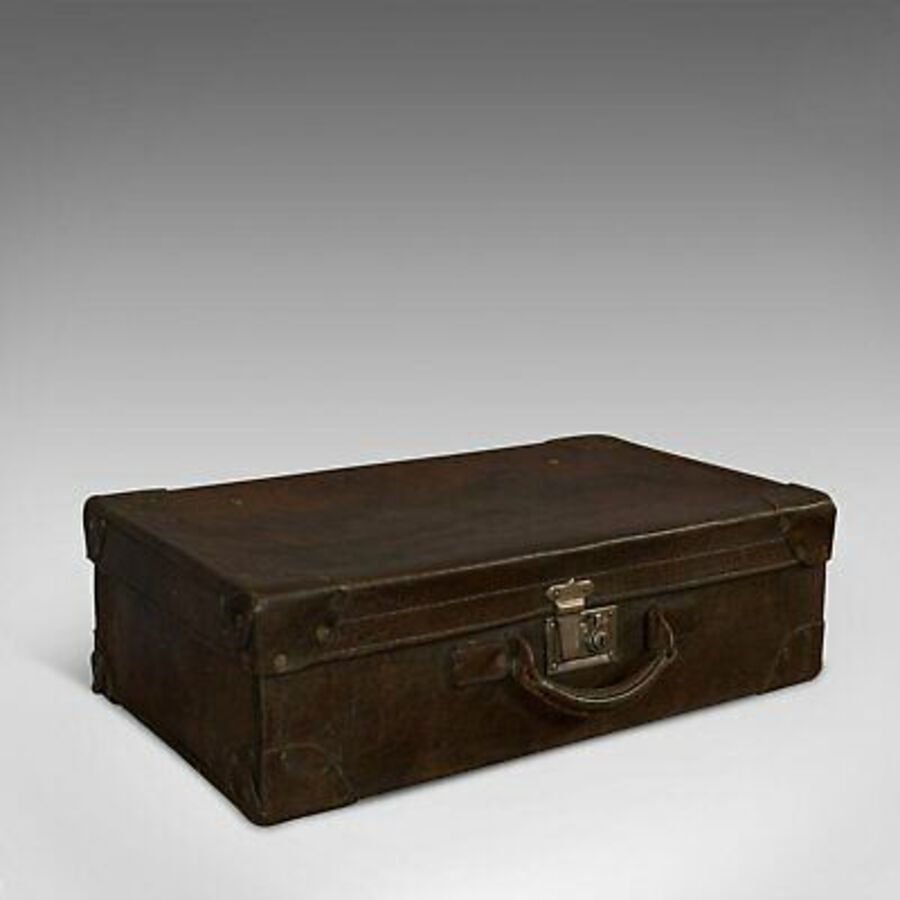 Antique Antique Officer's Case, English, Leather, Travel, Suitcase, Luggage, C.1920