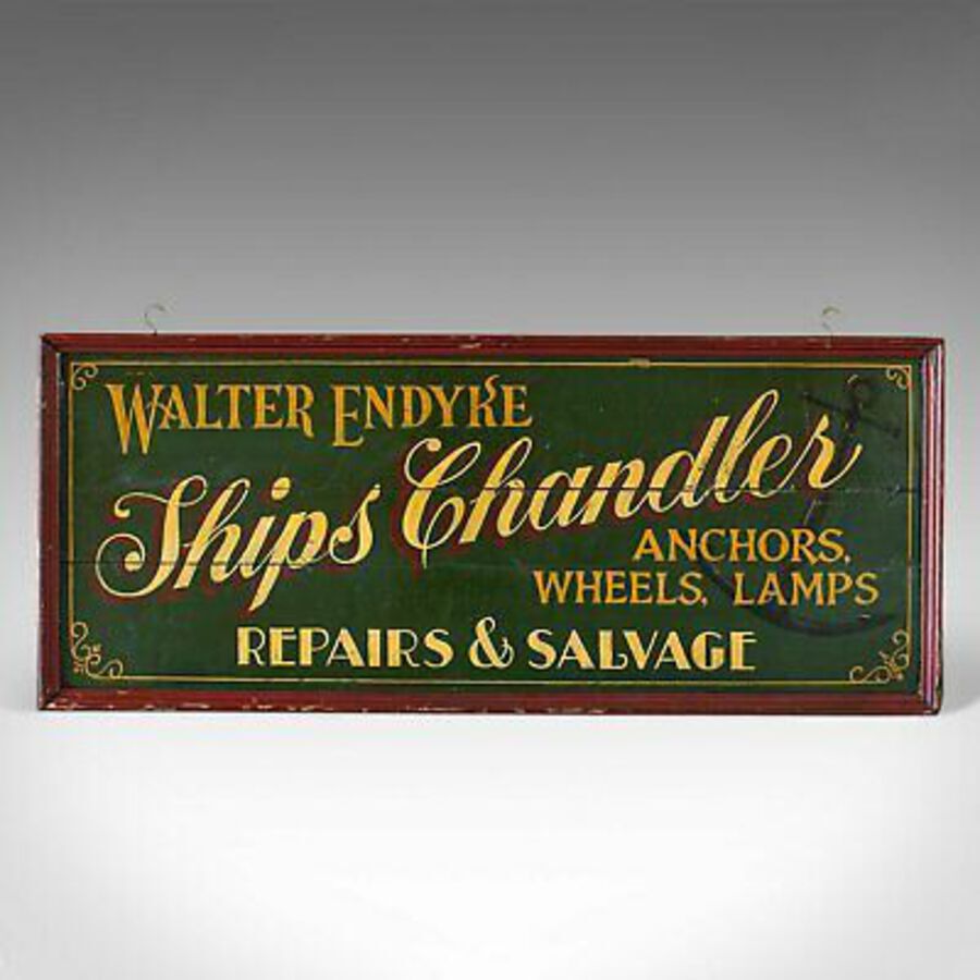 Antique Vintage Shop Sign, English, Pine, Chandler, Hand-Painted, Sign Written, C.1930