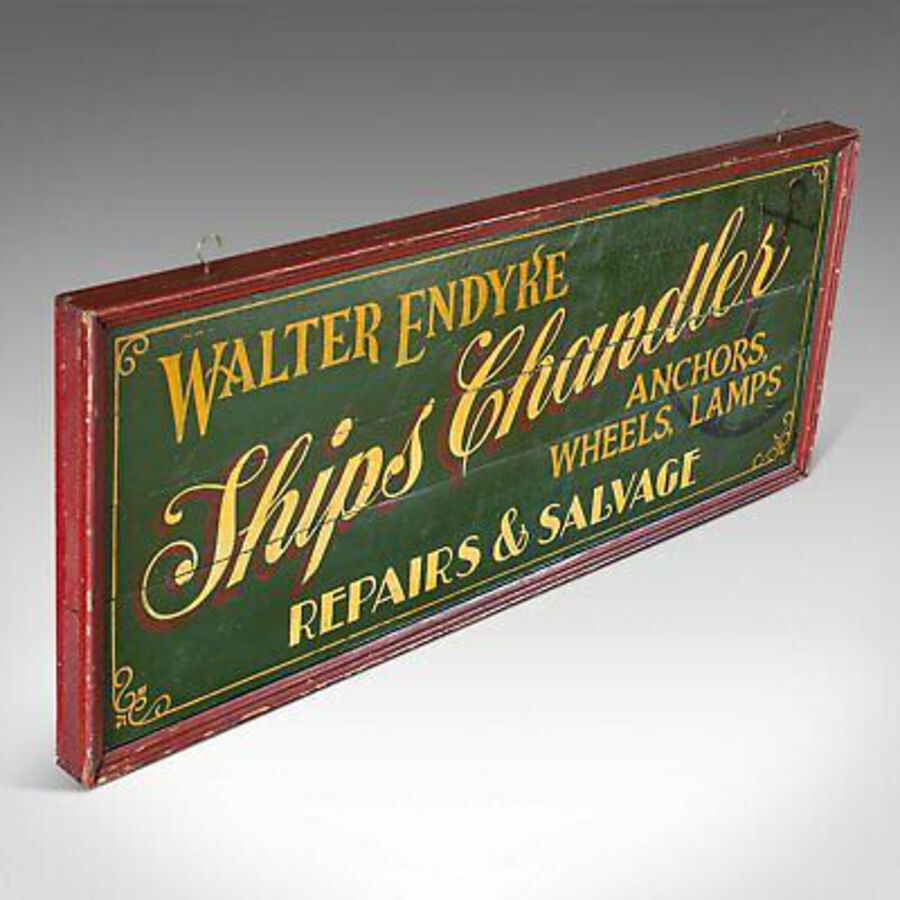 Antique Vintage Shop Sign, English, Pine, Chandler, Hand-Painted, Sign Written, C.1930