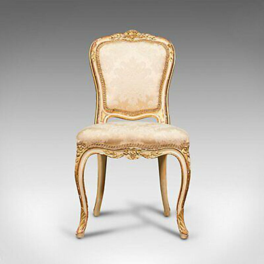 Antique Antique Boudoir Chair, French, Giltwood, Bedroom Dressing Seat, Victorian, 1900