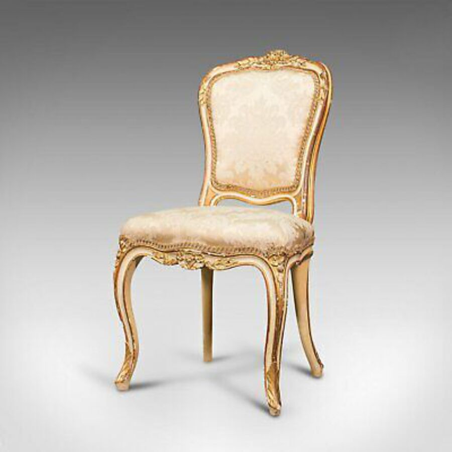 Antique Antique Boudoir Chair, French, Giltwood, Bedroom Dressing Seat, Victorian, 1900