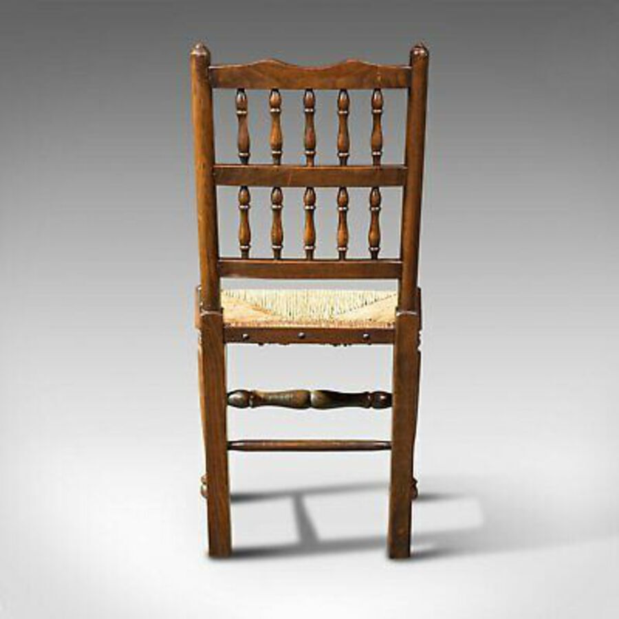 Antique Set Of 12, Antique Lancashire Chairs, Beech, Spindle Back, Seat, Edwardian, 1910