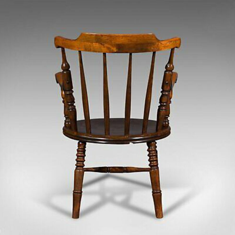 Antique Antique Fireside Elbow Chair, English, Beech, Occasional Seat, Victorian, C.1890