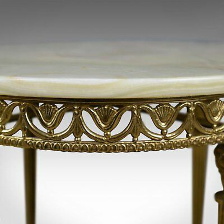 Antique Italianate Lamp Table, Gilt Metal, Onyx, Classical Revival, Side, Late C20th