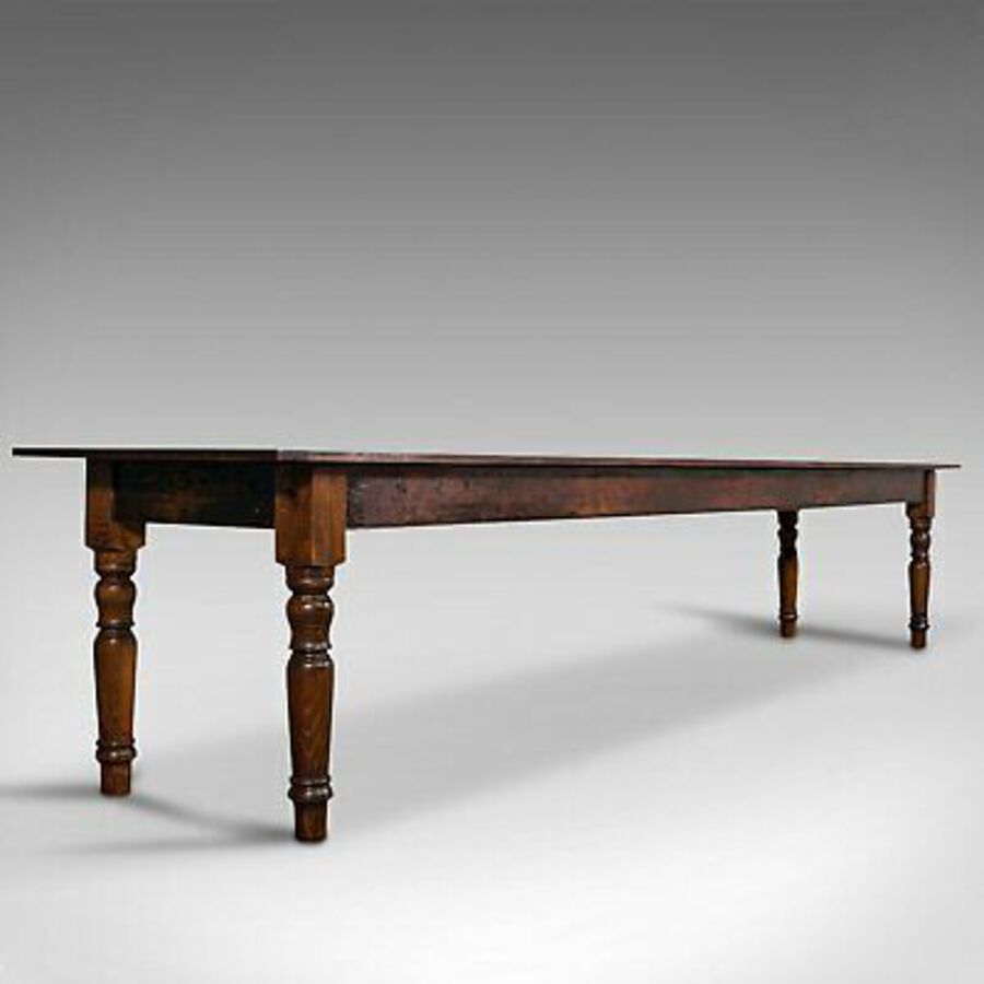 Very Large 13' Antique Dining Table, English, Pine, Country House, Victorian