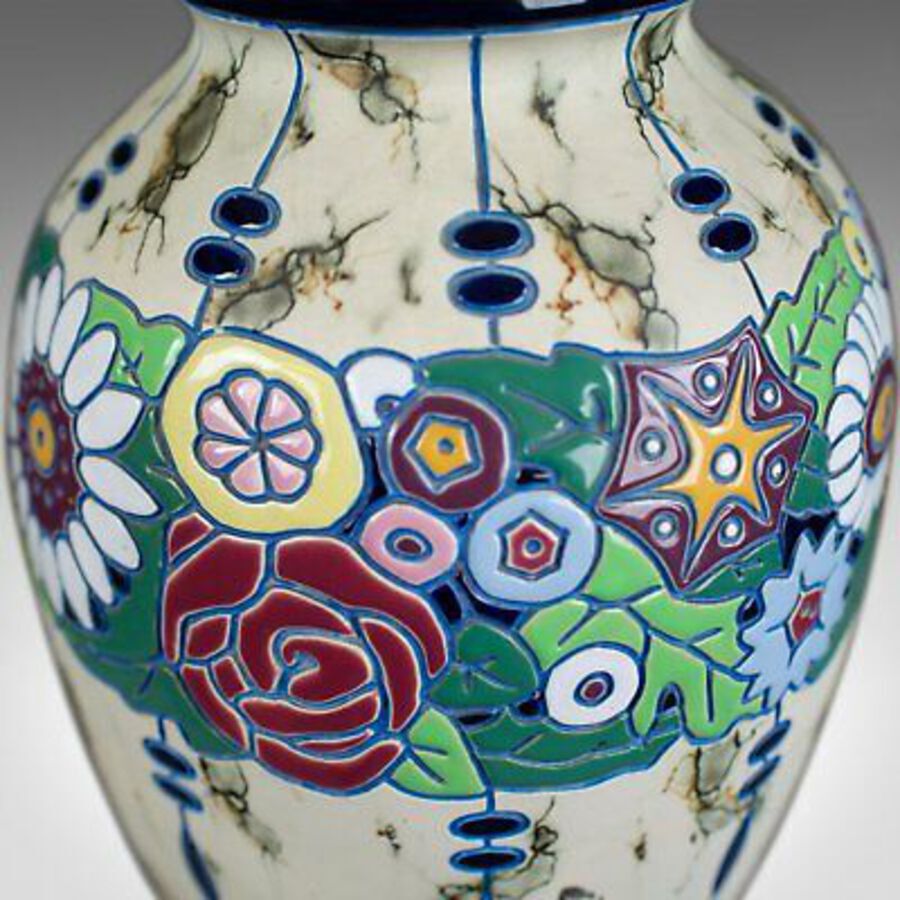 Antique Large Baluster Vase, Czechoslovakian Amphora Pottery, Mid 20th Century