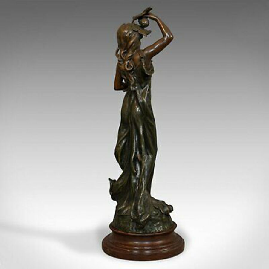Antique Antique Female Figure, French, Bronze Spelter, Statue, Art Nouveau, Circa 1920