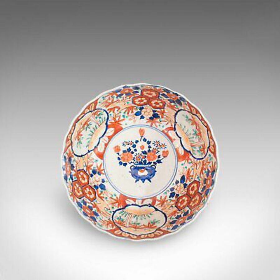 Antique Large Vintage Imari Bowl, Oriental, Ceramic, Serving Dish, Art Deco, Circa 1940