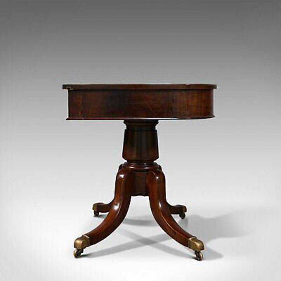 Antique Pair Of Antique Hall Tables, English, Mahogany, Side, Lamp, Regency, Circa 1830