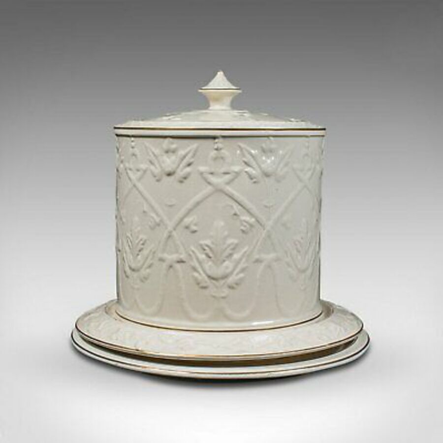 Antique Stilton Dome, English, Ceramic, Cheese Keeper, Cracker Plate, Victorian