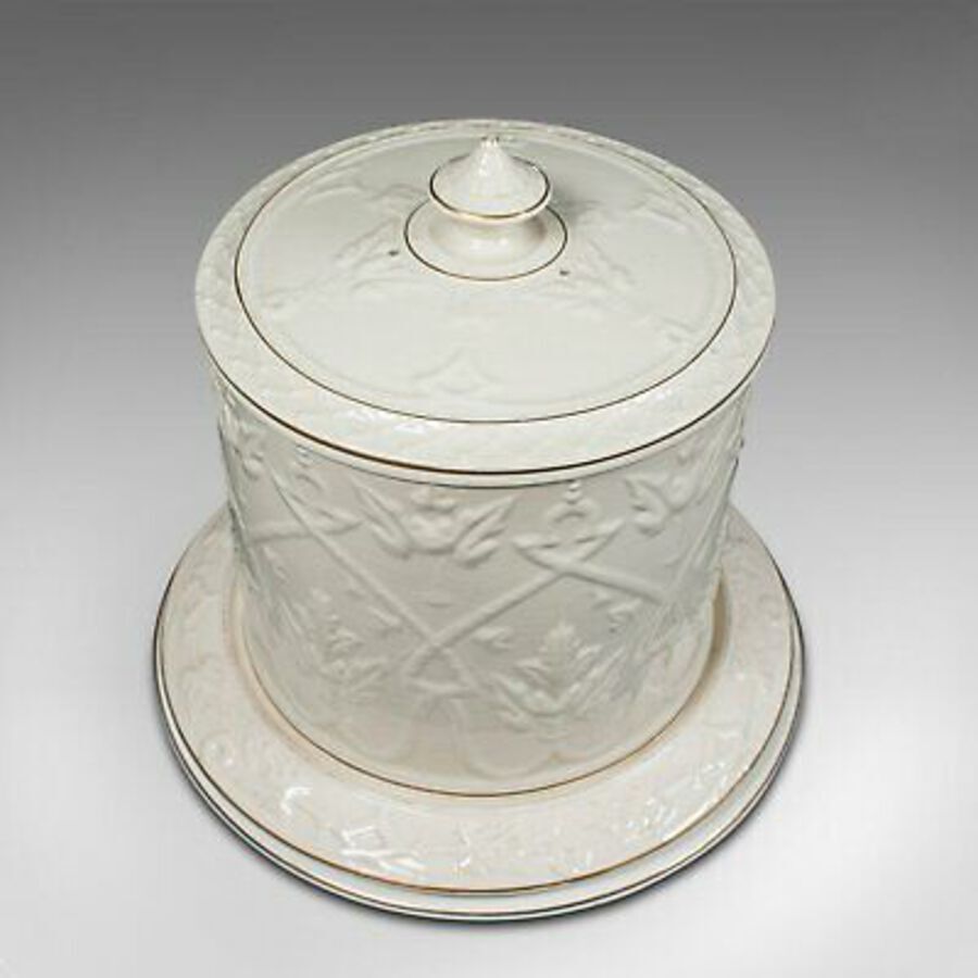 Antique Antique Stilton Dome, English, Ceramic, Cheese Keeper, Cracker Plate, Victorian