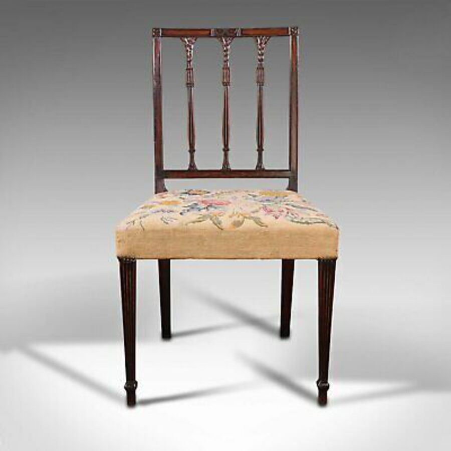 Antique Set Of 4 Antique Embroidered Chairs, English, Dining Seat, After Sheraton, 1780
