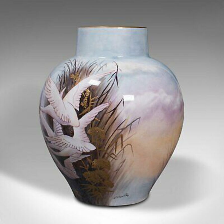 Antique Vintage Decorative Flower Vase, English, Ceramic, Hand Painted, James Skerrett