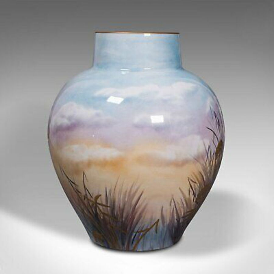 Antique Vintage Decorative Flower Vase, English, Ceramic, Hand Painted, James Skerrett