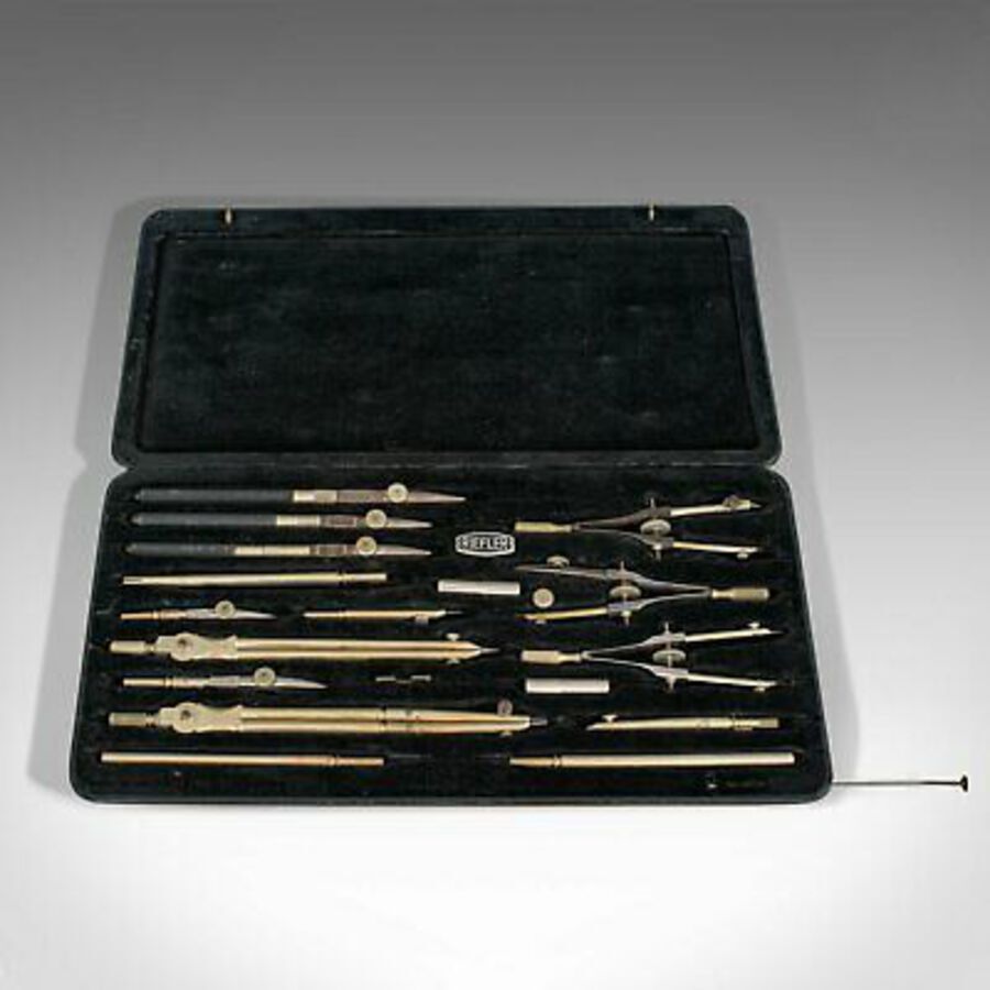 Antique Vintage Draughtsman's Set, German, Drawing Instruments, Riefler, Circa 1950