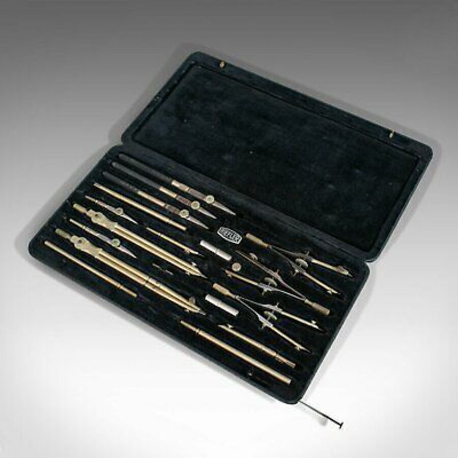 Antique Vintage Draughtsman's Set, German, Drawing Instruments, Riefler, Circa 1950