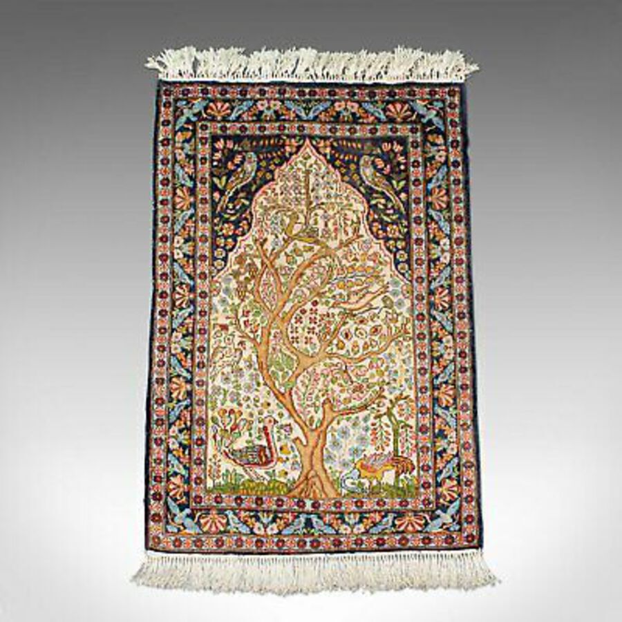 Antique Vintage Tree Of Life Rug, Caucasian, Woven, Small Carpet, Prayer Mat, Art Deco
