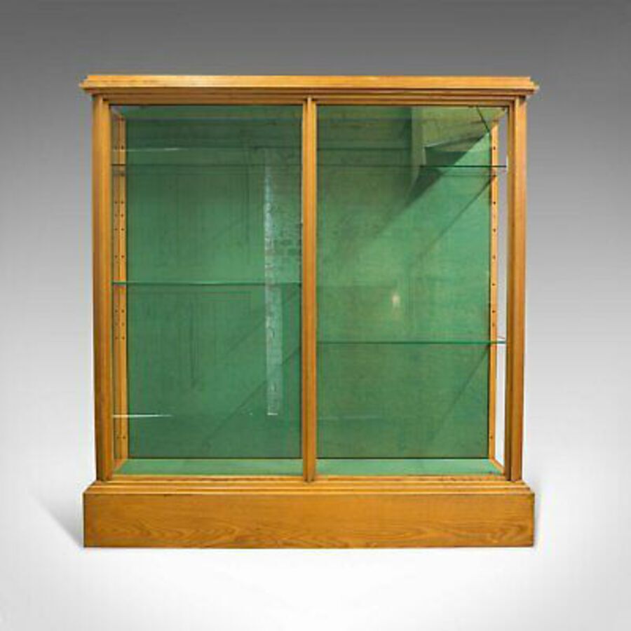 Antique Antique Shop Display Cabinet, English, Victorian Fitting, Ash, Fitting, c.1900