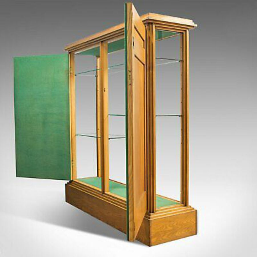 Antique Antique Shop Display Cabinet, English, Victorian Fitting, Ash, Fitting, c.1900