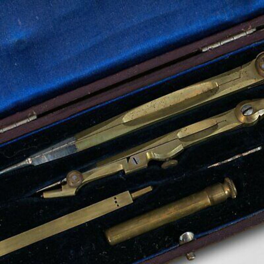 Antique Vintage Travelling Cartographer's Compass Set, English, Drawing Instruments