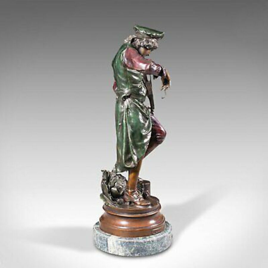 Antique Tall Vintage Violinist Statue, Continental, Bronze, Male Figure, After Gaudez