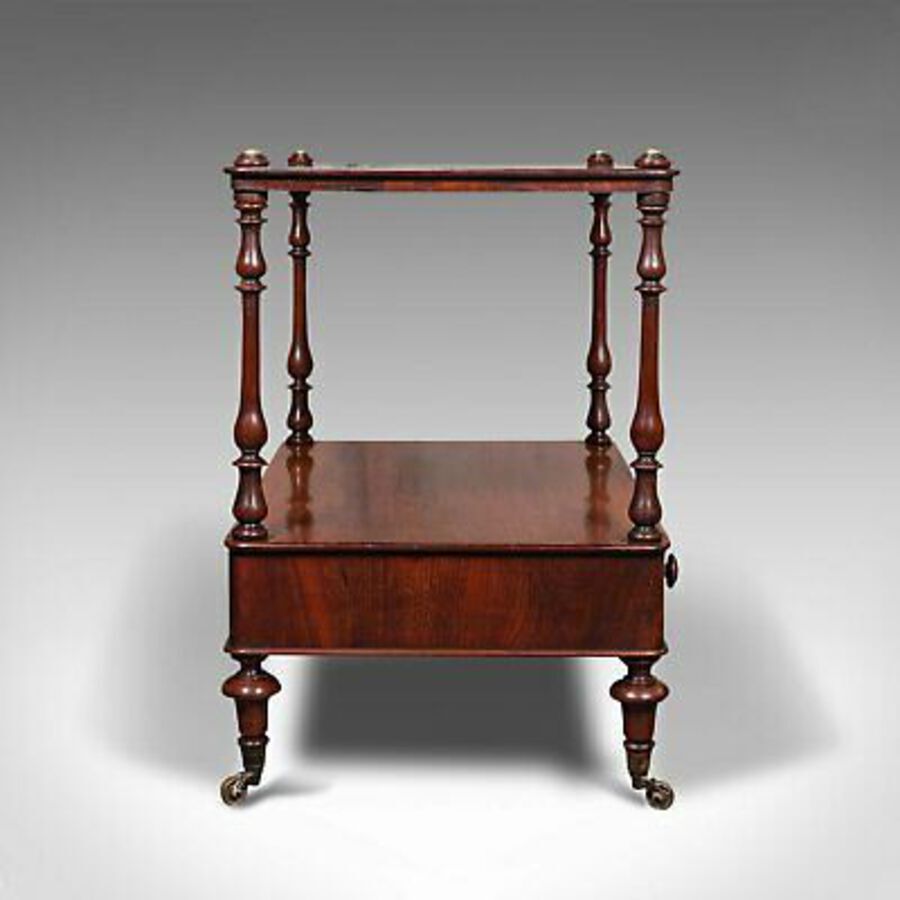 Antique Antique Two Tier Side Table, Mahogany Whatnot, Regency Canterbury, Display Stand