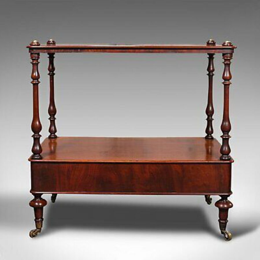 Antique Antique Two Tier Side Table, Mahogany Whatnot, Regency Canterbury, Display Stand