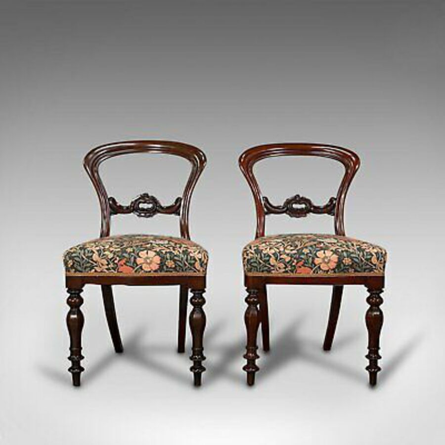 Antique Pair Of, Antique Buckle Back Chairs, English, Walnut, Dining, Side, Victorian