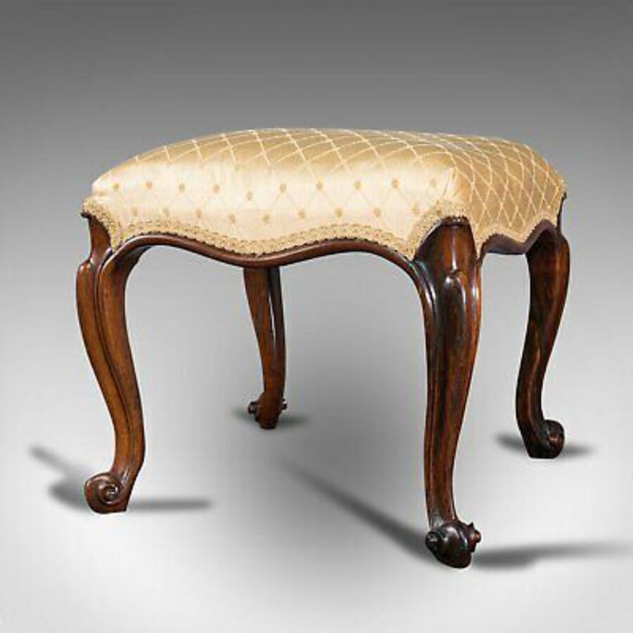 Antique Antique Dressing Stool, English, Walnut, Upholstery, Boudoir Seat, Regency, 1820