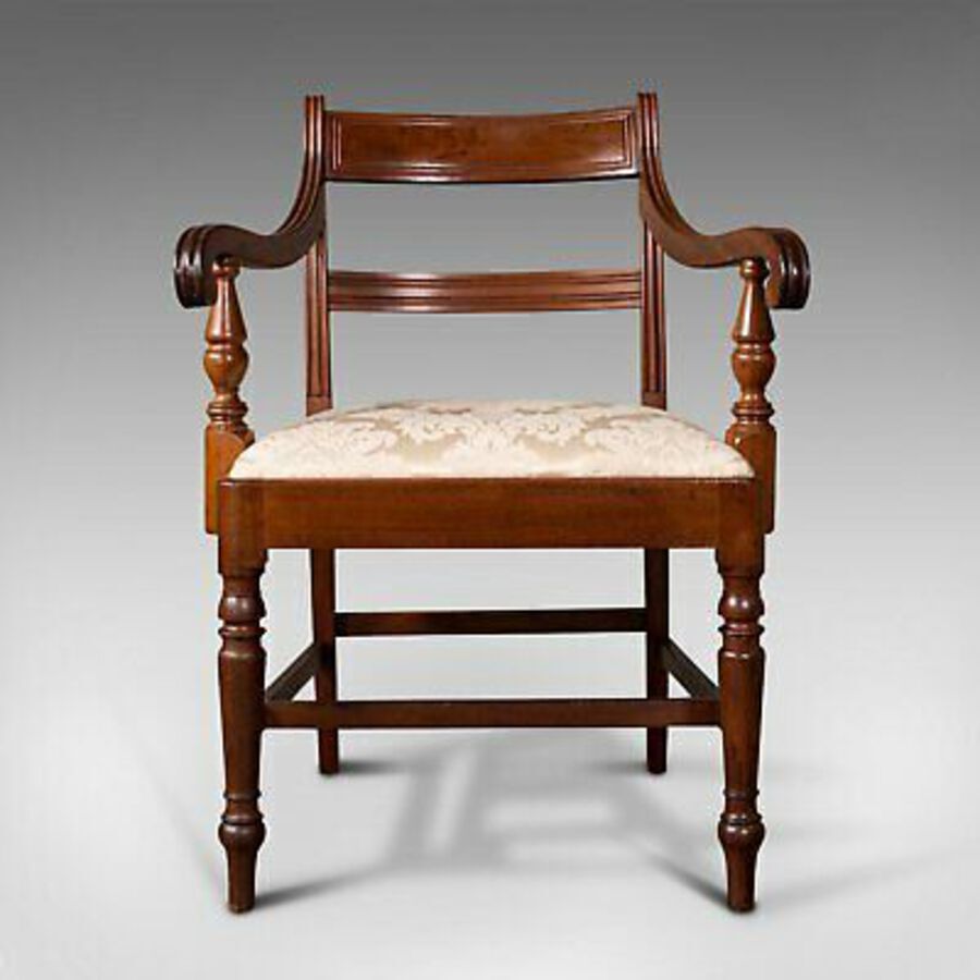 Antique Set of 4, Antique Dining Chairs, English, Mahogany, Pair Of Carvers, Regency