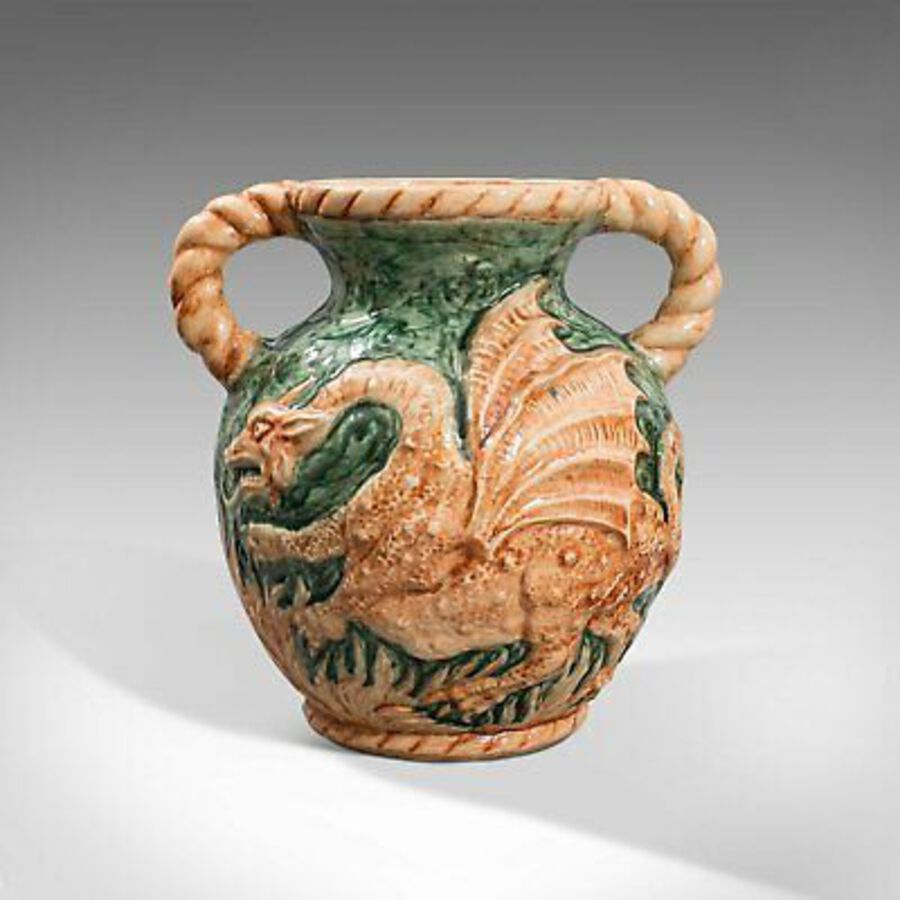 Antique Antique Decorative Vase, Continental, Ceramic, Baluster Urn, Dragon, Victorian