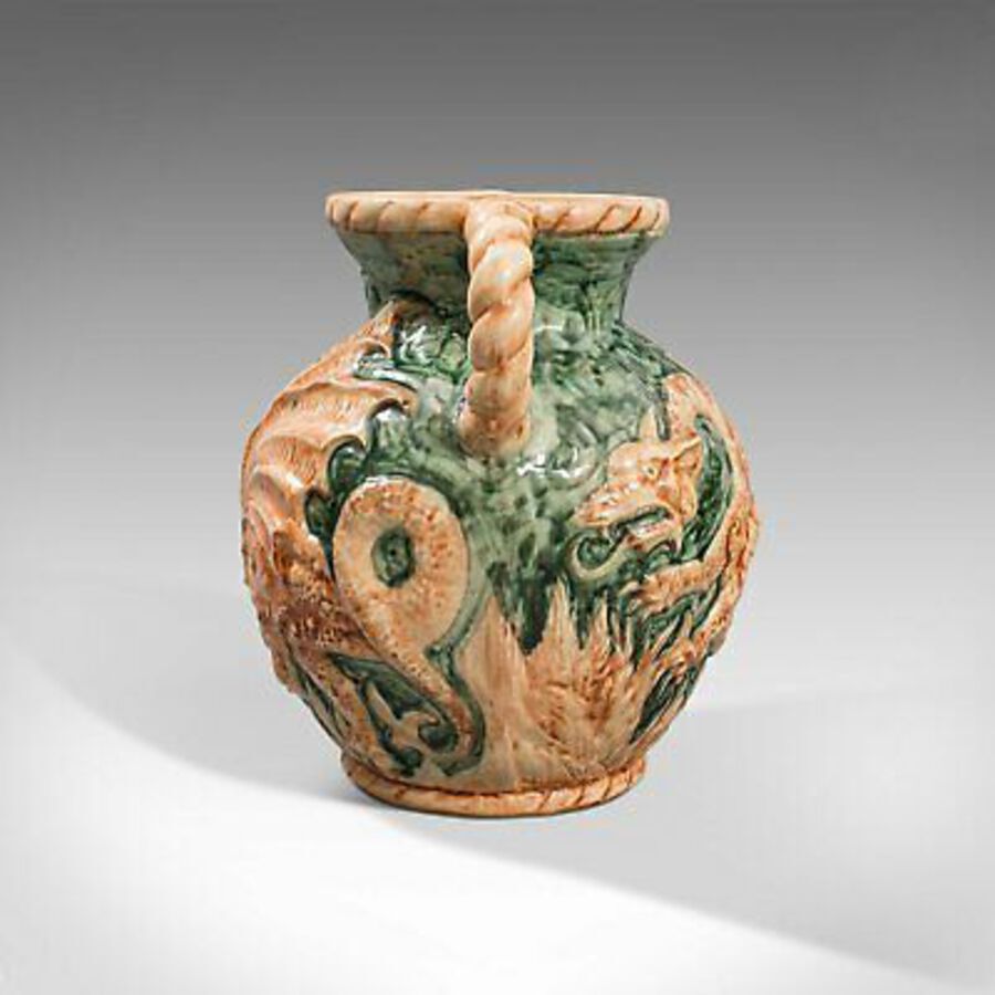 Antique Antique Decorative Vase, Continental, Ceramic, Baluster Urn, Dragon, Victorian
