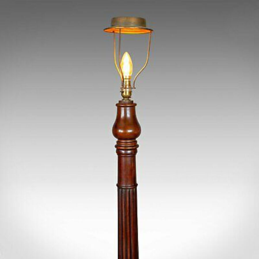 Antique Antique Standard Lamp, English, Edwardian, William IV Bedpost Light, c.1910