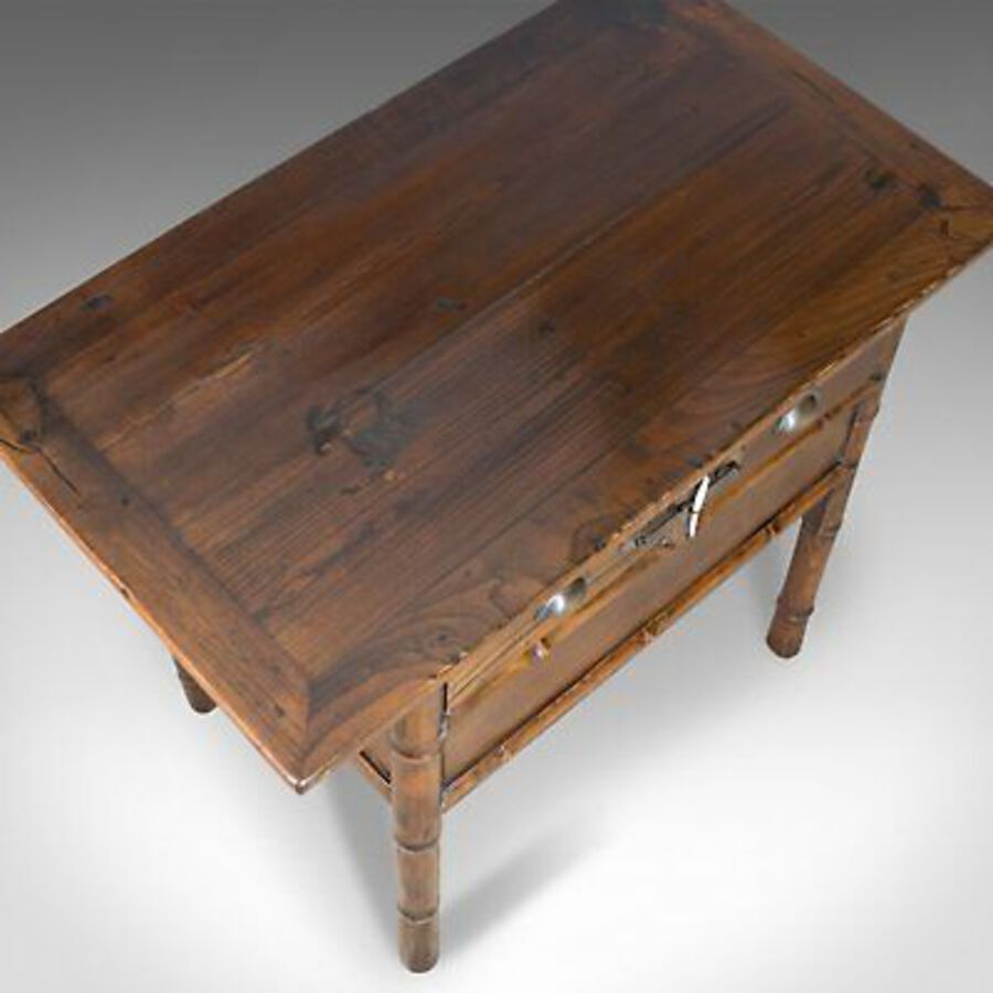 Antique Oriental Side Table, Chinese Elm Cabinet, Late 20th Century
