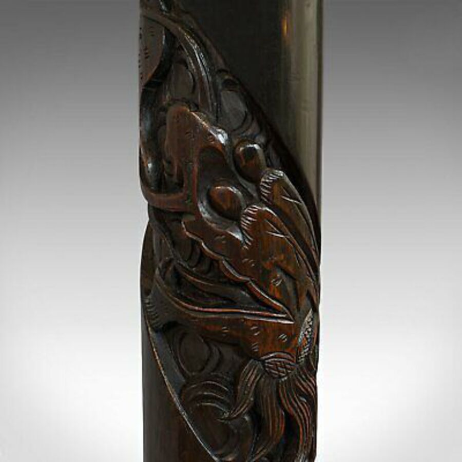 Antique Vintage Carved Standard Lamp, Oriental, Mahogany, Decorative, Light, Art Deco