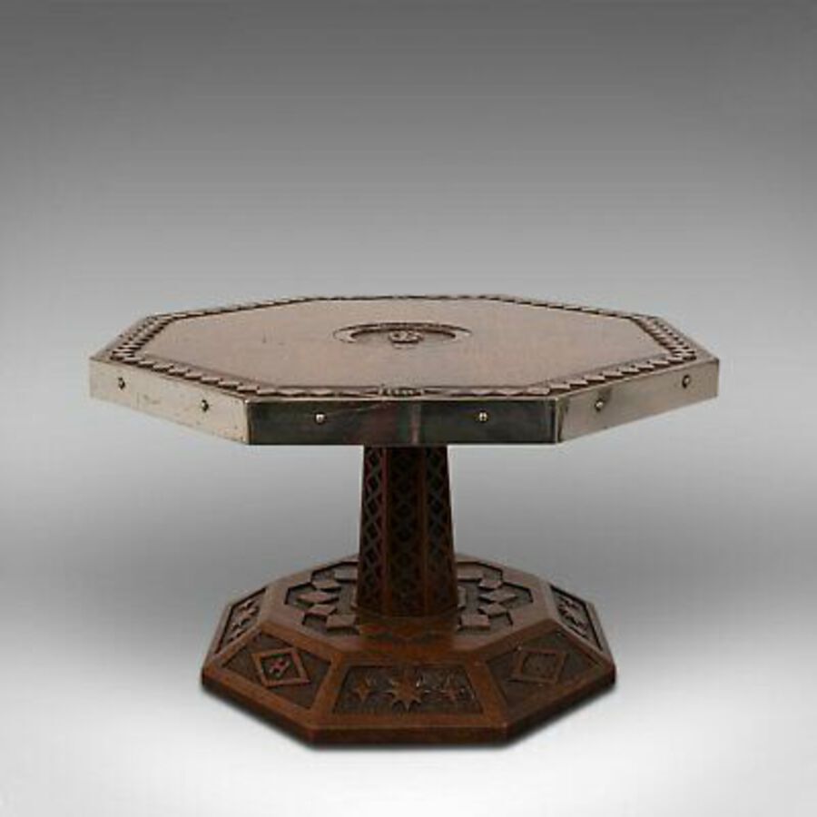 Antique Antique Revolving Table Top Platter, Oak, Lazy Susan, Ecclesiastical, Victorian