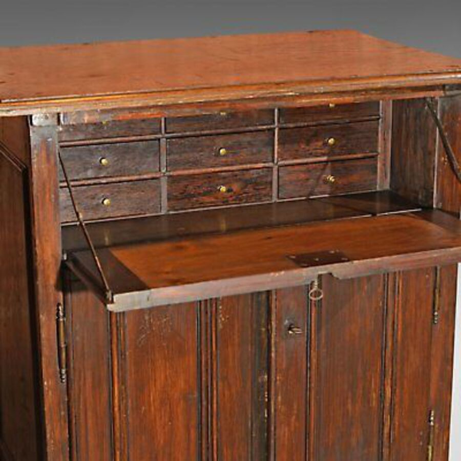 Antique Antique Specimen Cabinet, French Oak Cupboard, Secretaire, Desk Circa 1850