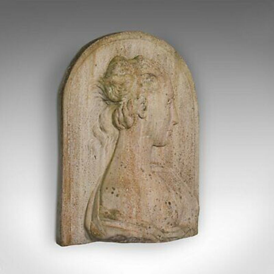 Antique Antique Relief Bust, Italian, Female Masque, Neoclassical, Victorian, Circa 1900