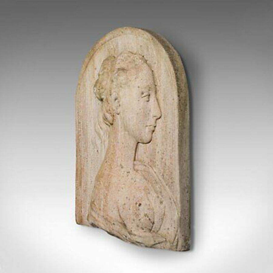 Antique Antique Relief Bust, Italian, Female Masque, Neoclassical, Victorian, Circa 1900
