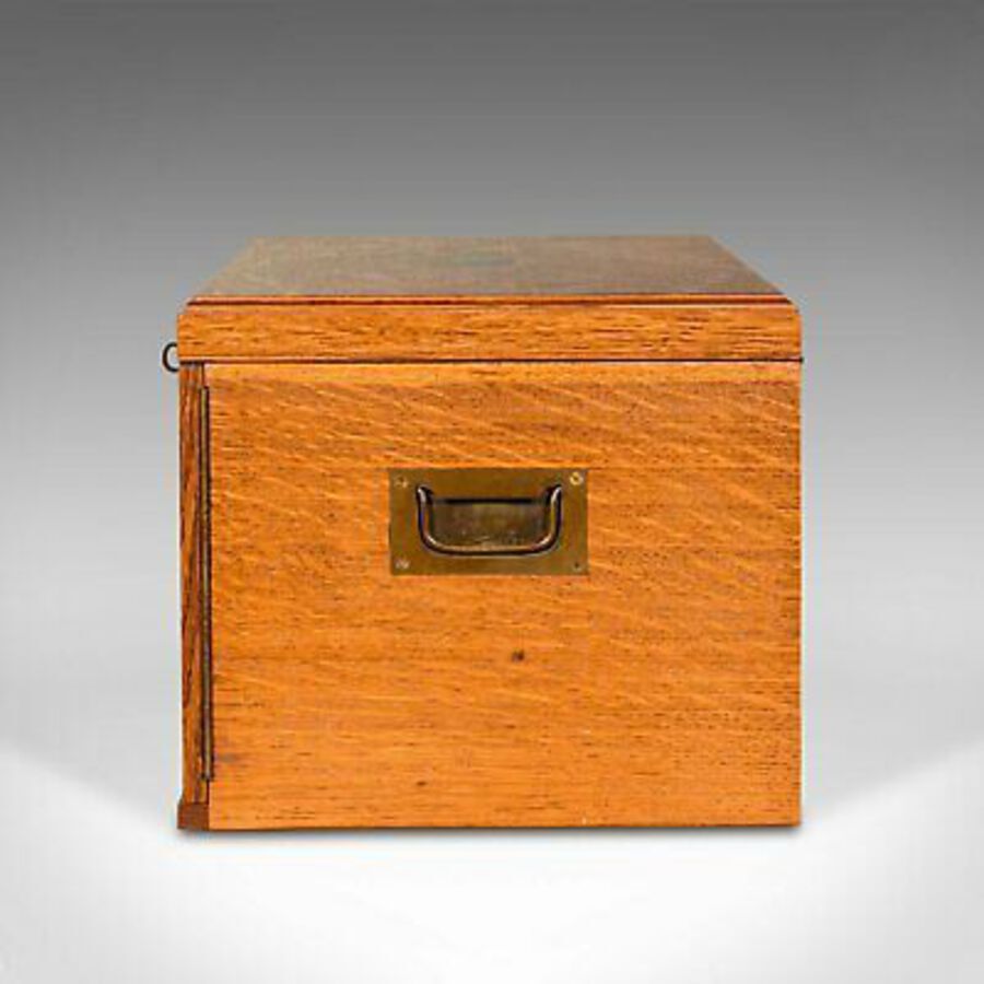Antique Antique Collector's Specimen Case, English, Oak, Chest, Jewellery Box, Edwardian