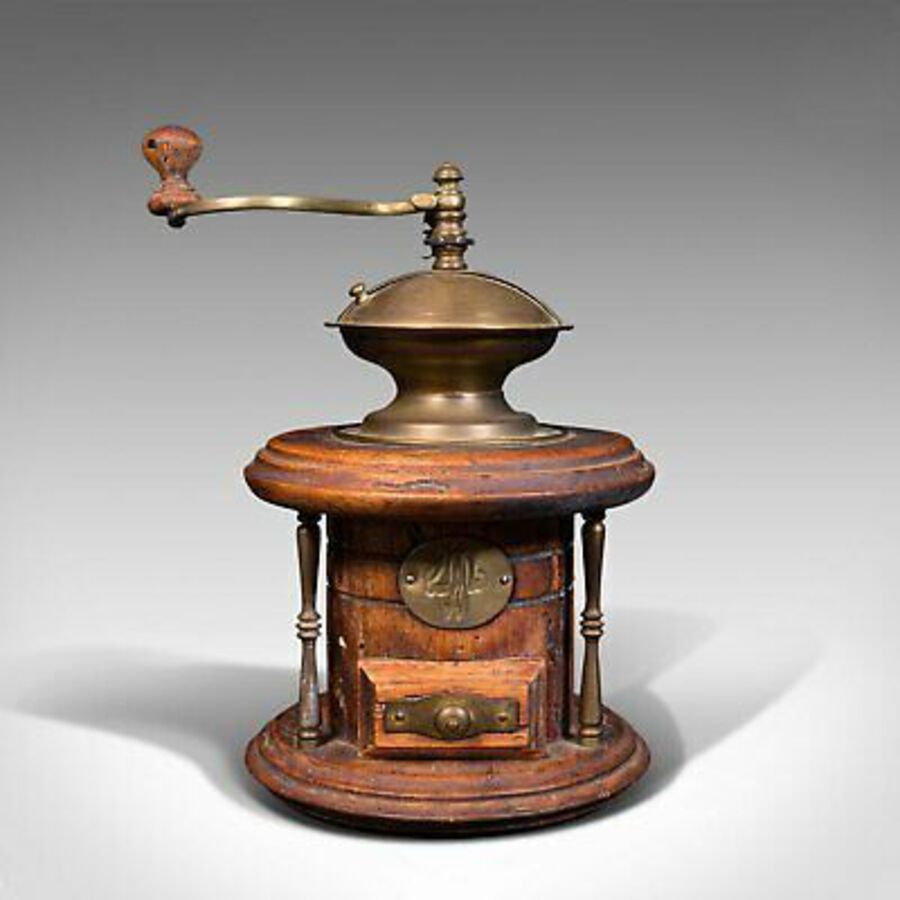 Antique Vintage Manual Coffee Grinder, Continental, Fruitwood, Rotary Mill, Circa 1940