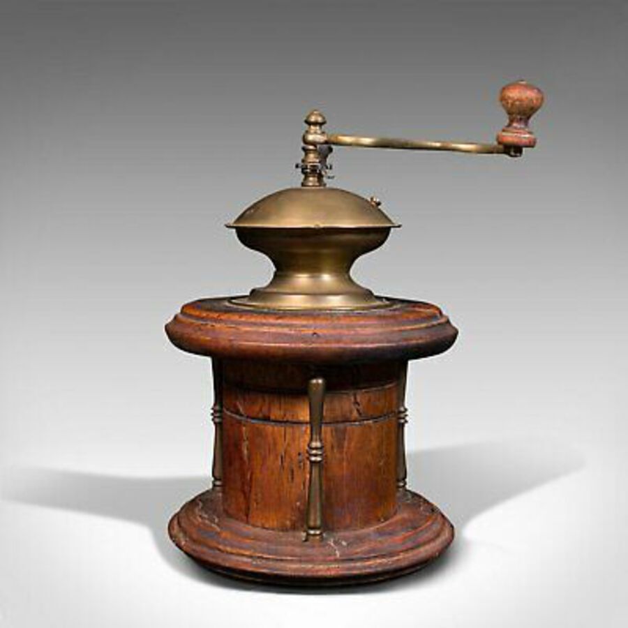 Antique Vintage Manual Coffee Grinder, Continental, Fruitwood, Rotary Mill, Circa 1940