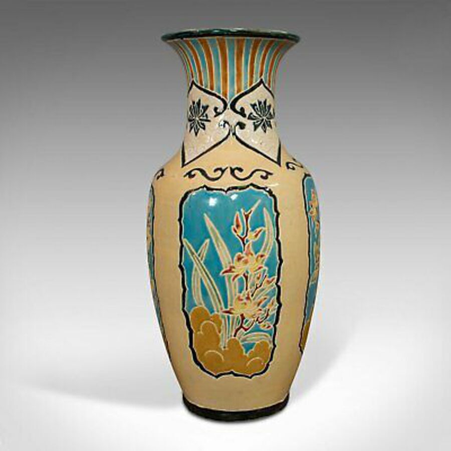 Antique Large Vintage Decorative Vase, Oriental, Ceramic Urn, Hallway, Stick Stand, C.20