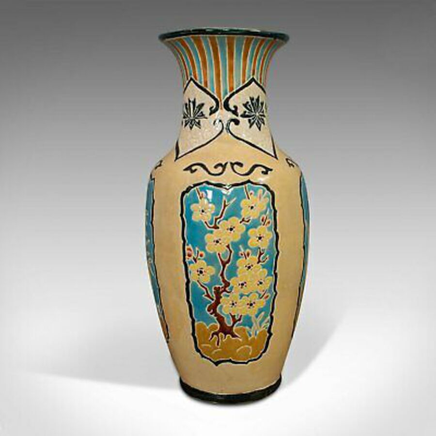 Antique Large Vintage Decorative Vase, Oriental, Ceramic Urn, Hallway, Stick Stand, C.20