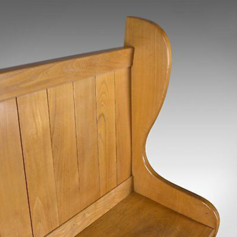 Antique Mid-Century Modern Pine Settle, English Bench, Pew, Hall, Kitchen, Boot Room